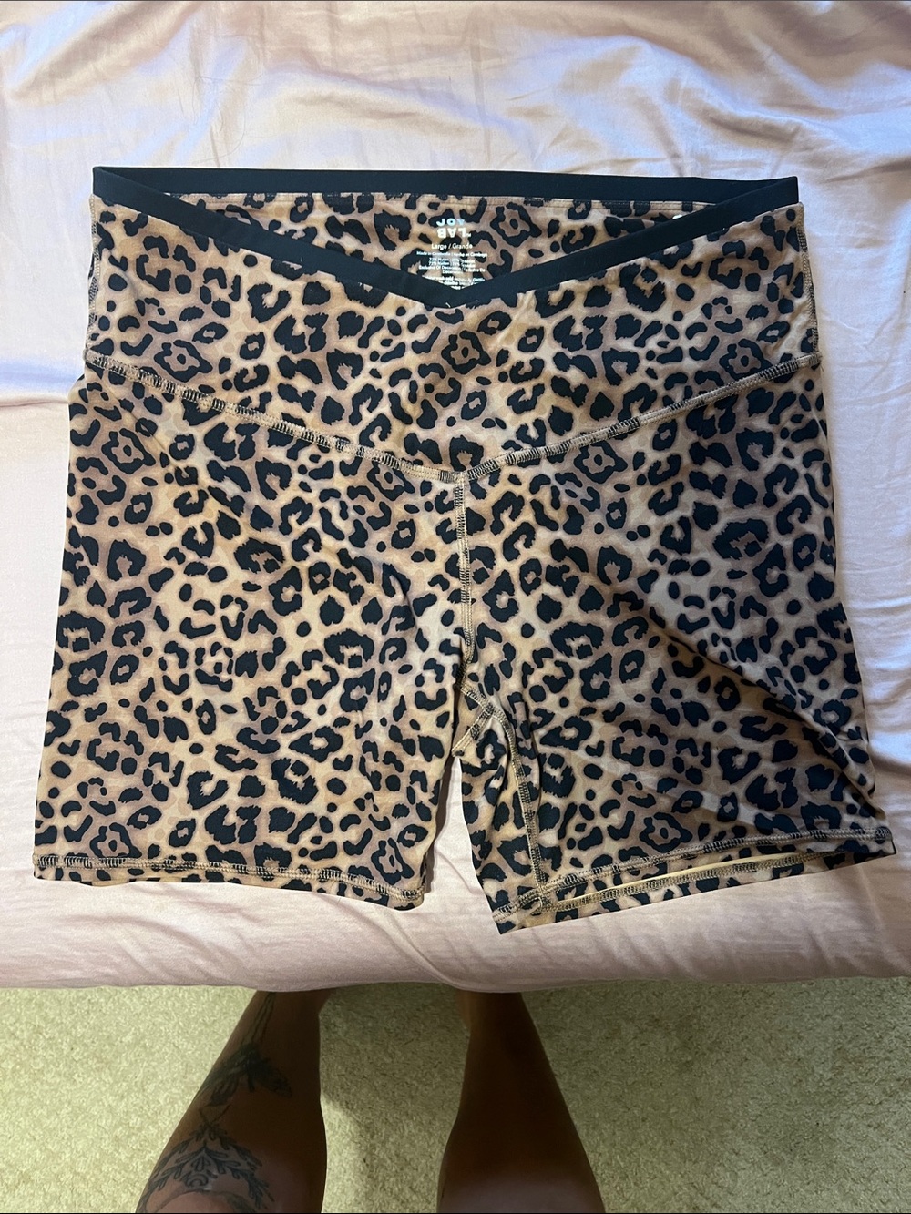 JoyLab Leopard Print High-Rise Bike Shorts - Tan & Black